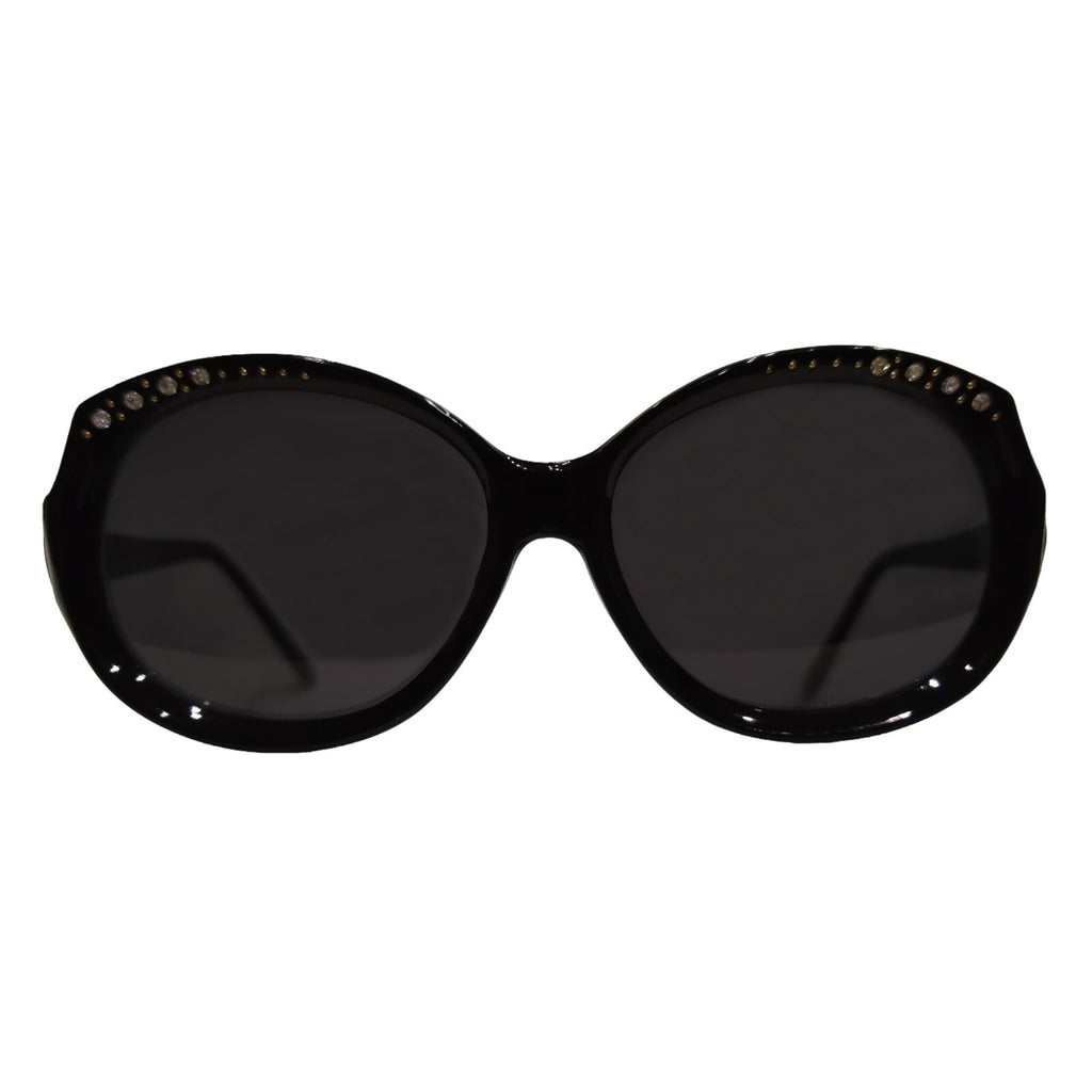 Schwarze Cat-Eye-Sonnenbrille mit Strass