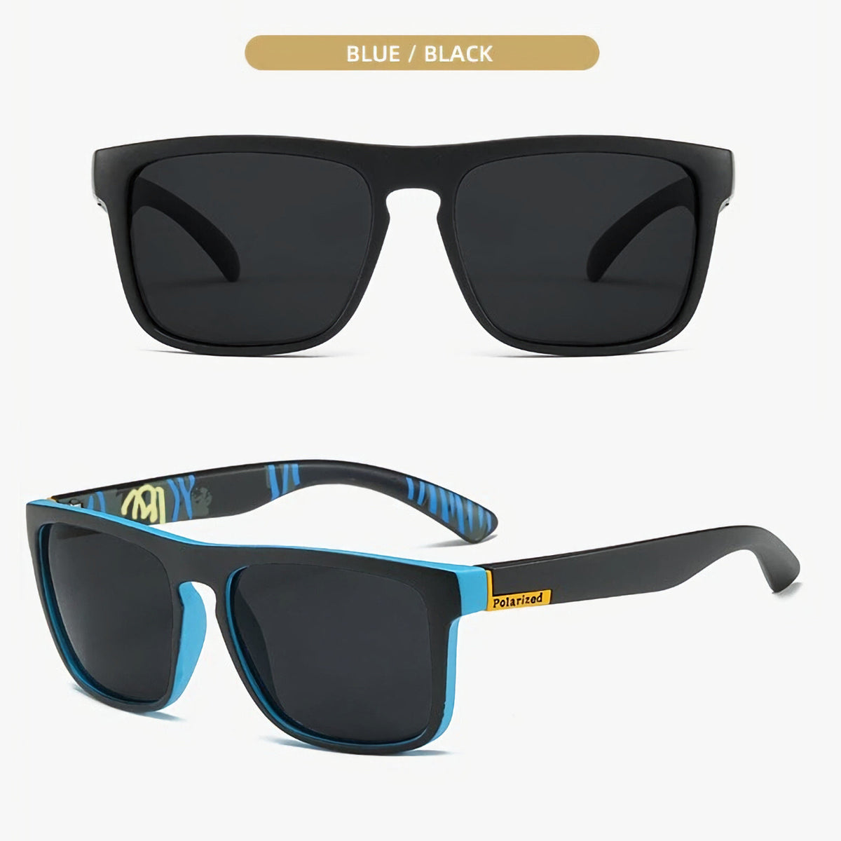 Schwarz-blaue polarisierte Sonnenbrille