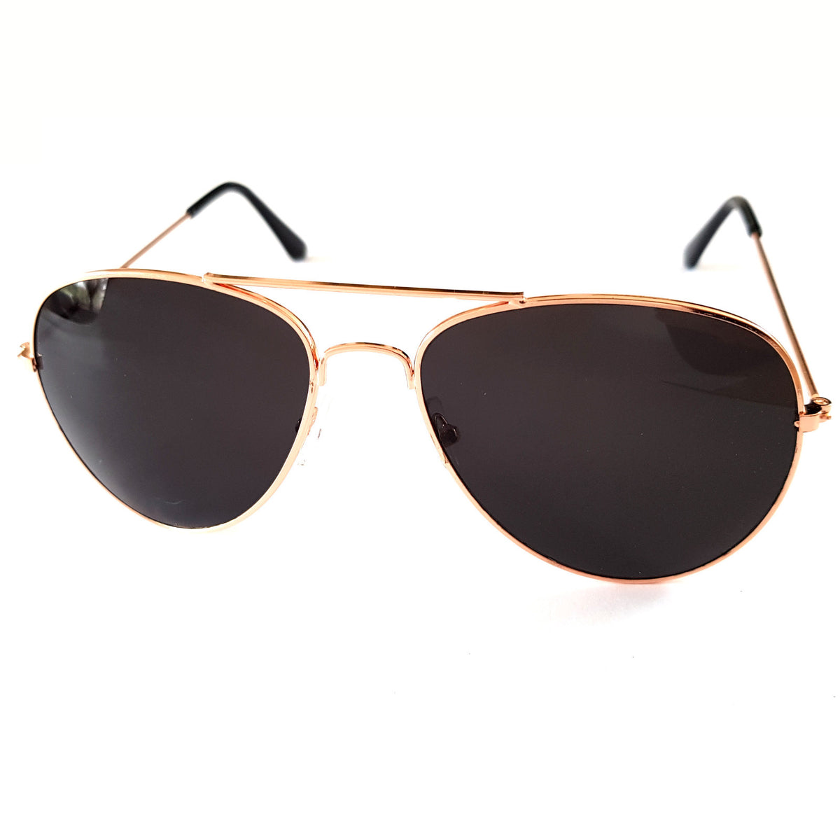 Kupferfarbene Piloten-Sonnenbrille mit dunklen Gläsern