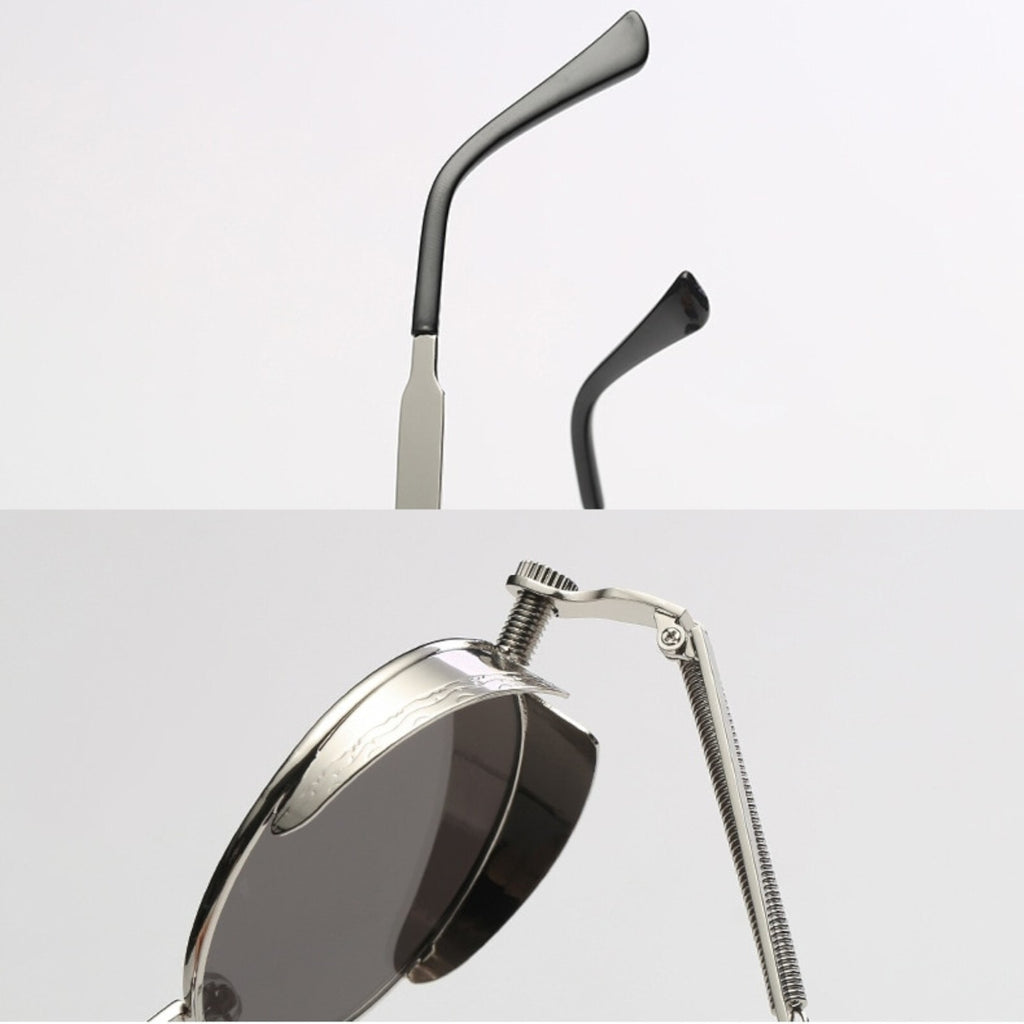 Runde gold-schwarze Steampunk-Sonnenbrille