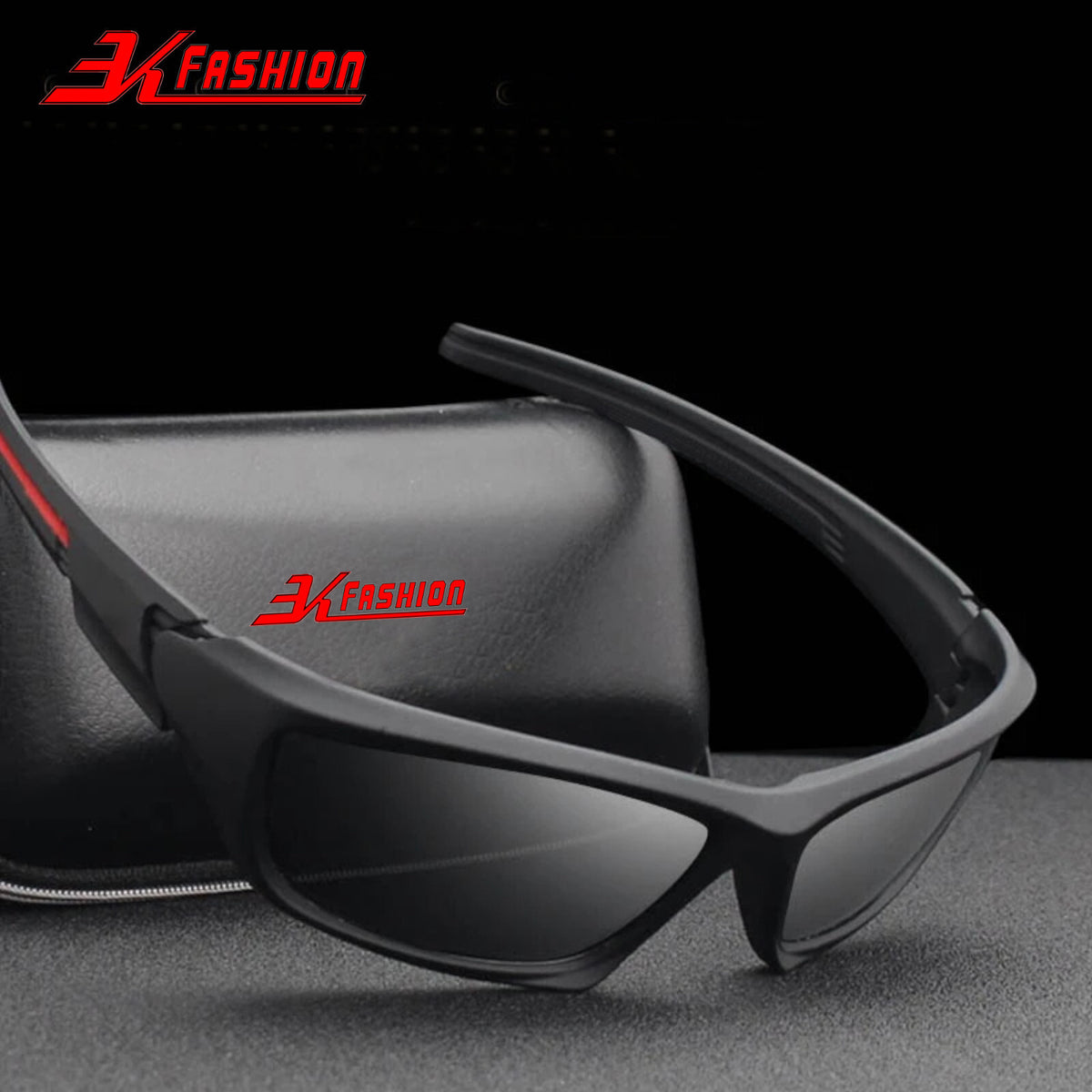 Schwarze 3K Fashion 768 Biker-Sonnenbrille aus TR90