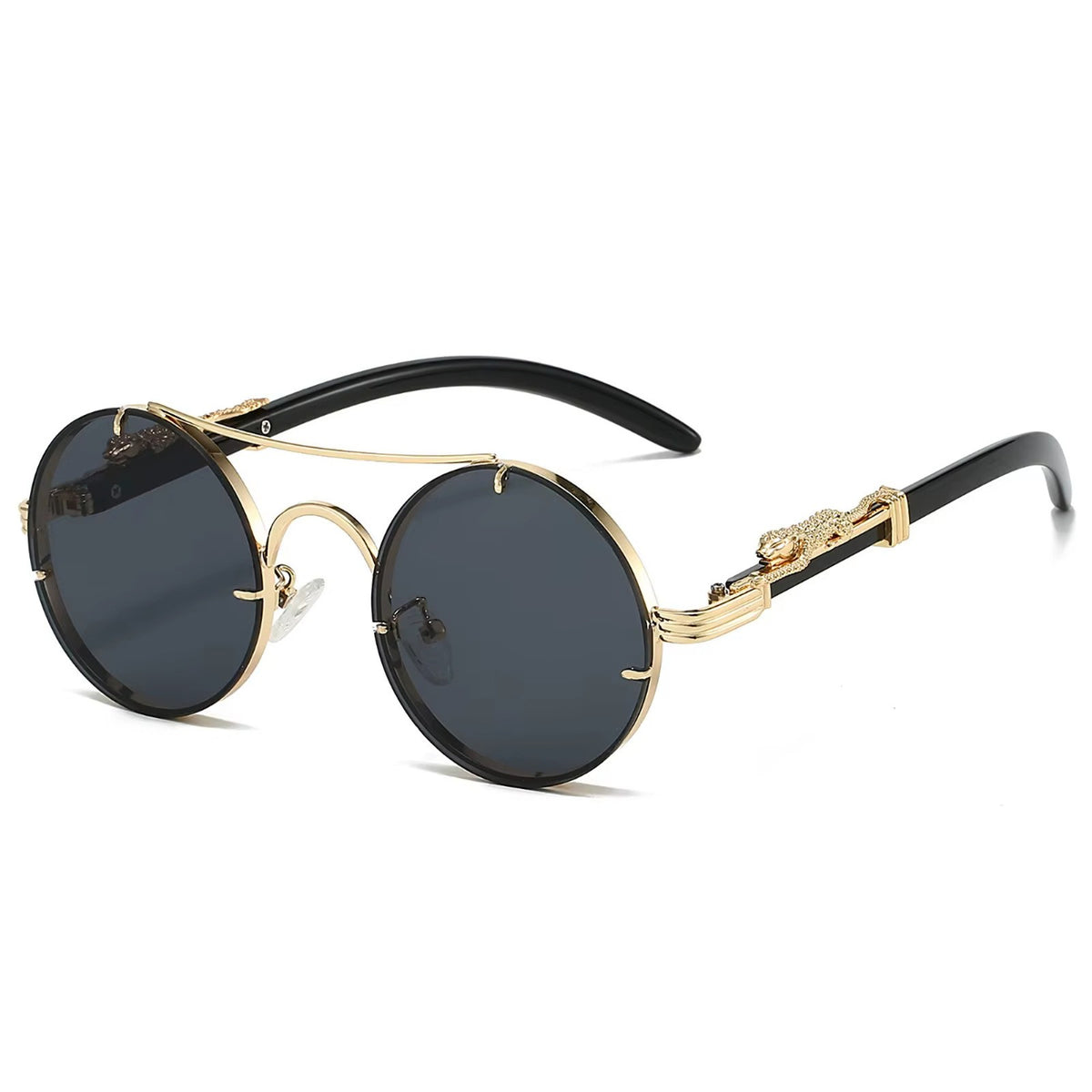 Goldene Vintage Designer-Sonnenbrille im Leoparden-Look