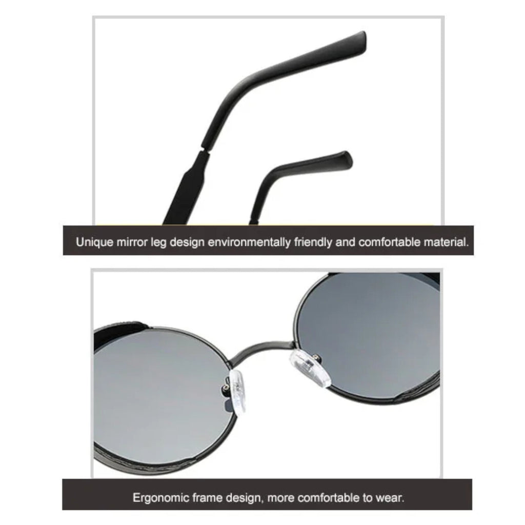 Runde schwarze Steampunk-Sonnenbrille