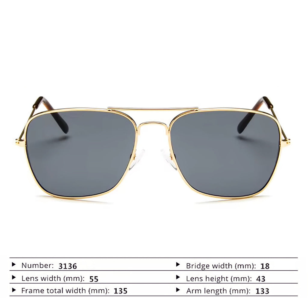Gold-graue Piloten-Sonnenbrille mit UV400-Schutz