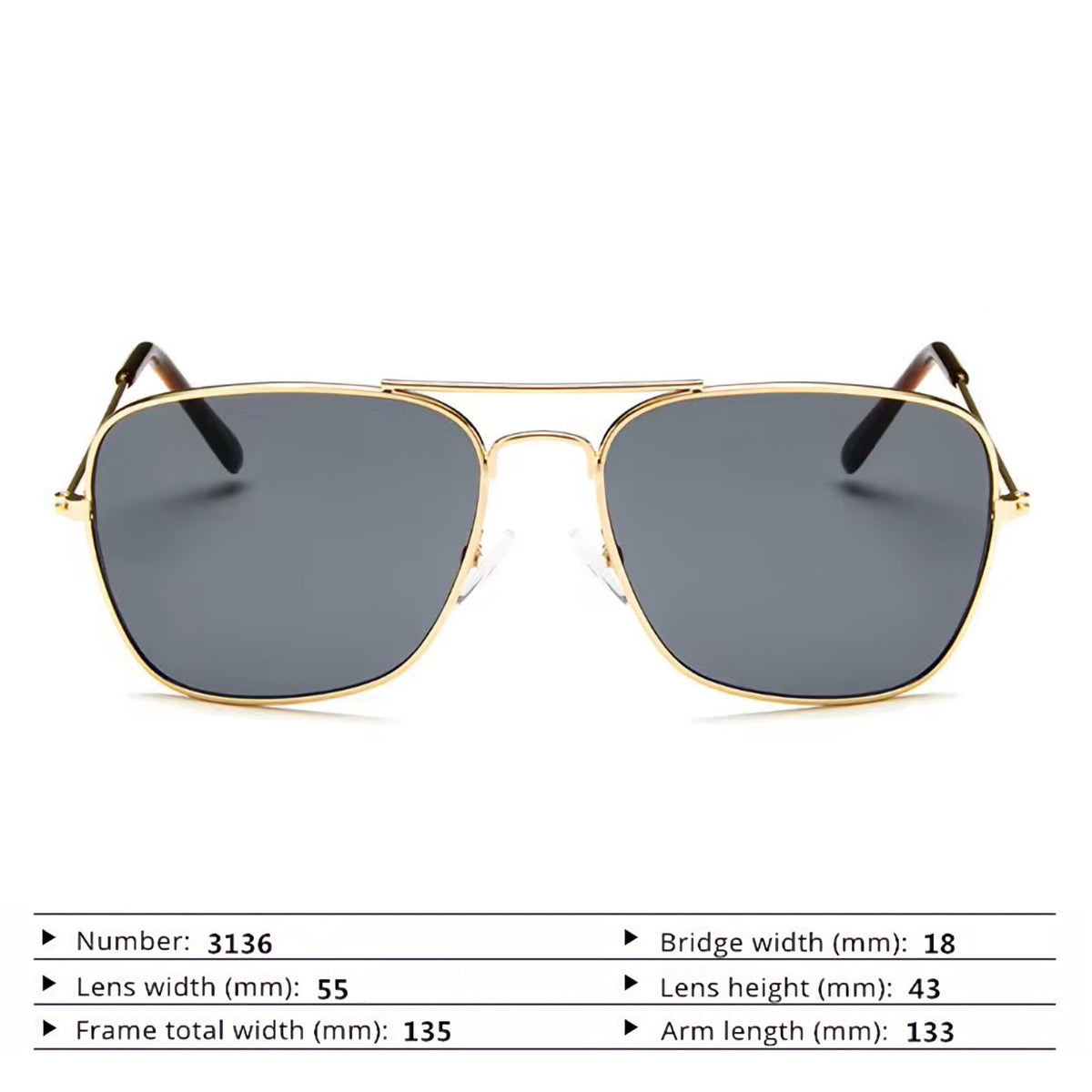 Gold-graue Piloten-Sonnenbrille mit UV400-Schutz