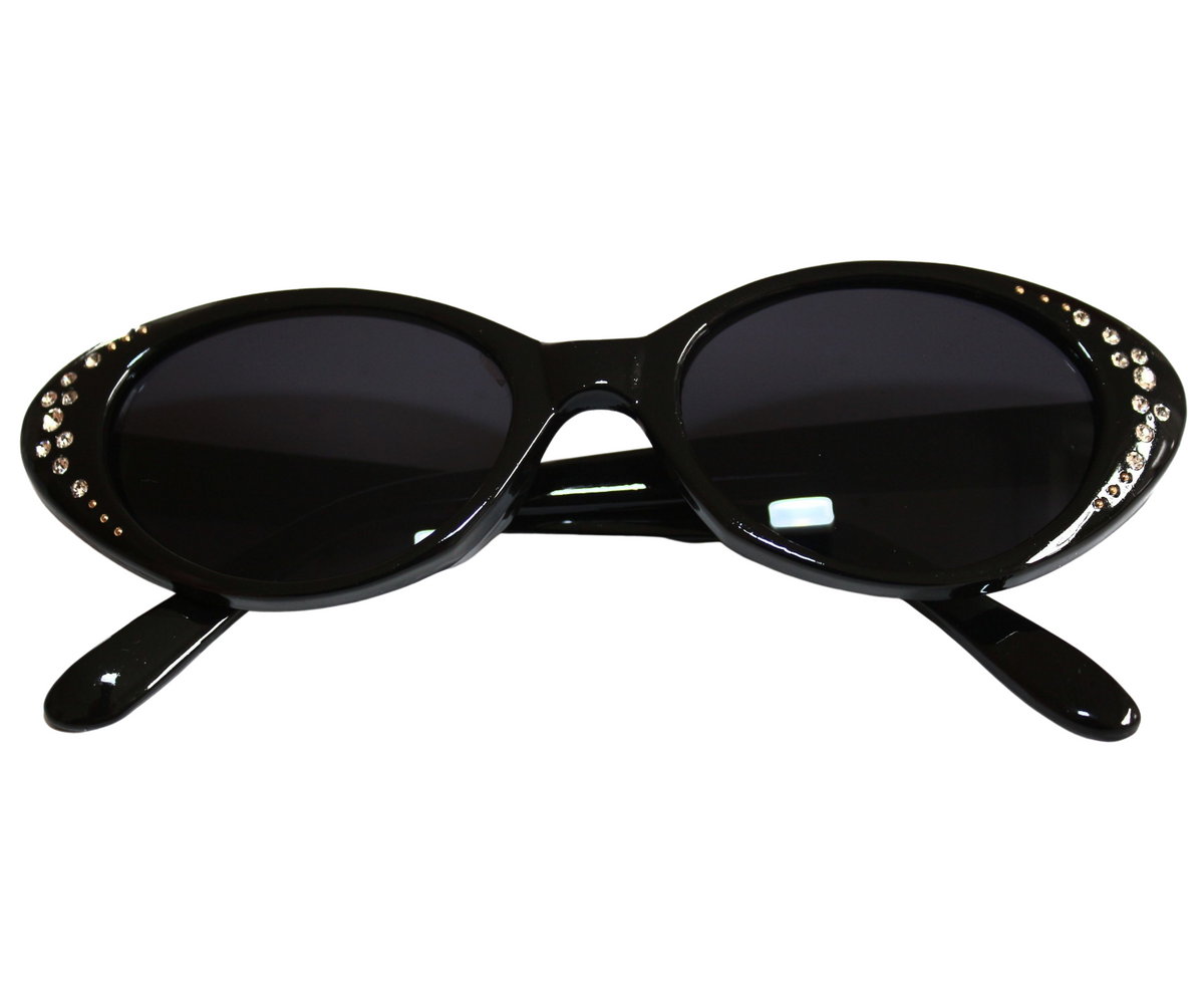 Schwarze Cat-Eye-Sonnenbrille mit Strass