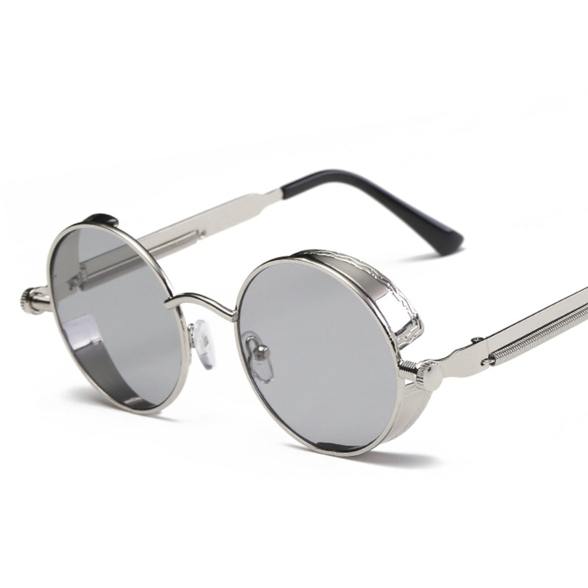 Runde gold-schwarze Steampunk-Sonnenbrille