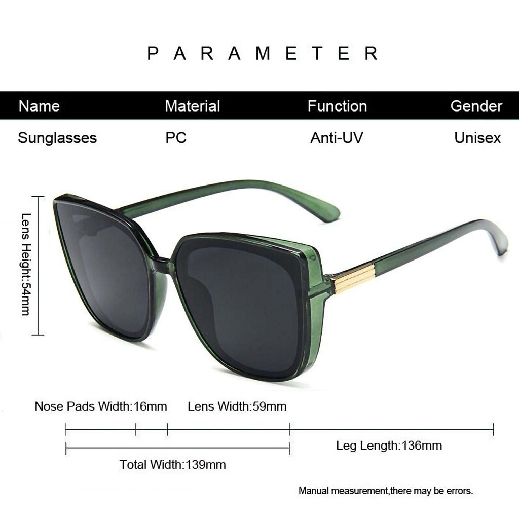 Oversized Cat-Eye-Sonnenbrille in Schwarz-Grün