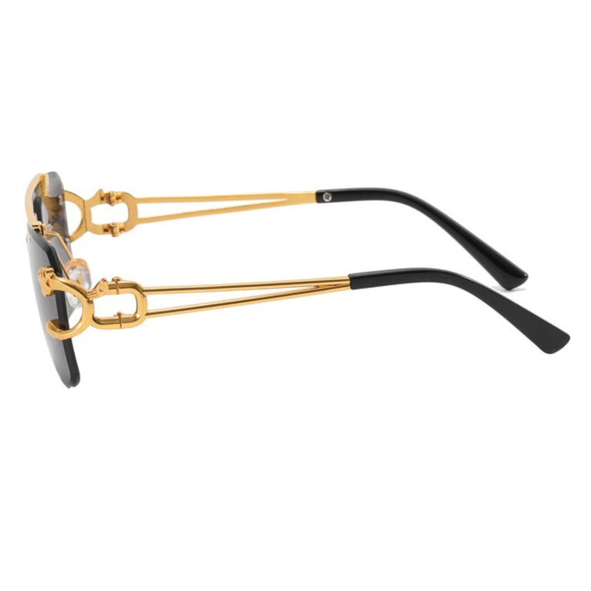 Schwarz-goldene Vintage Designer-Sonnenbrille