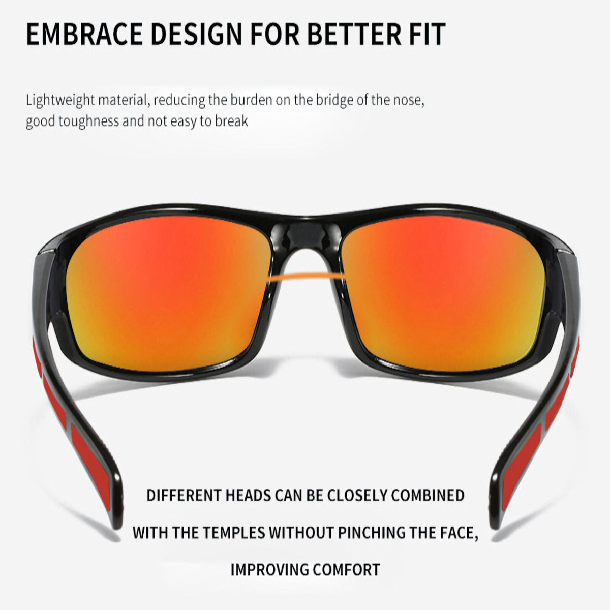 Schwarz-orange Sport-Sonnenbrille X8 verspiegelt
