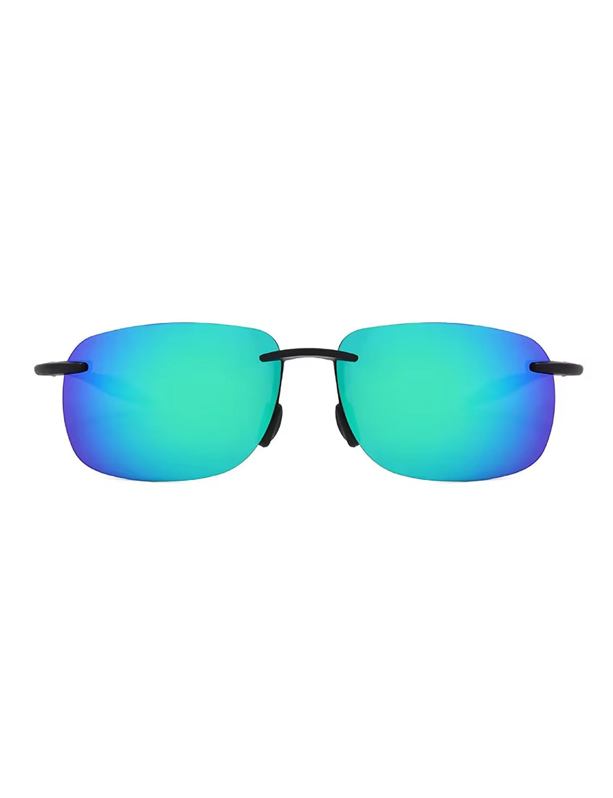Rahmenlose Matrix-Sonnenbrille mit grün-blauen Gläsern