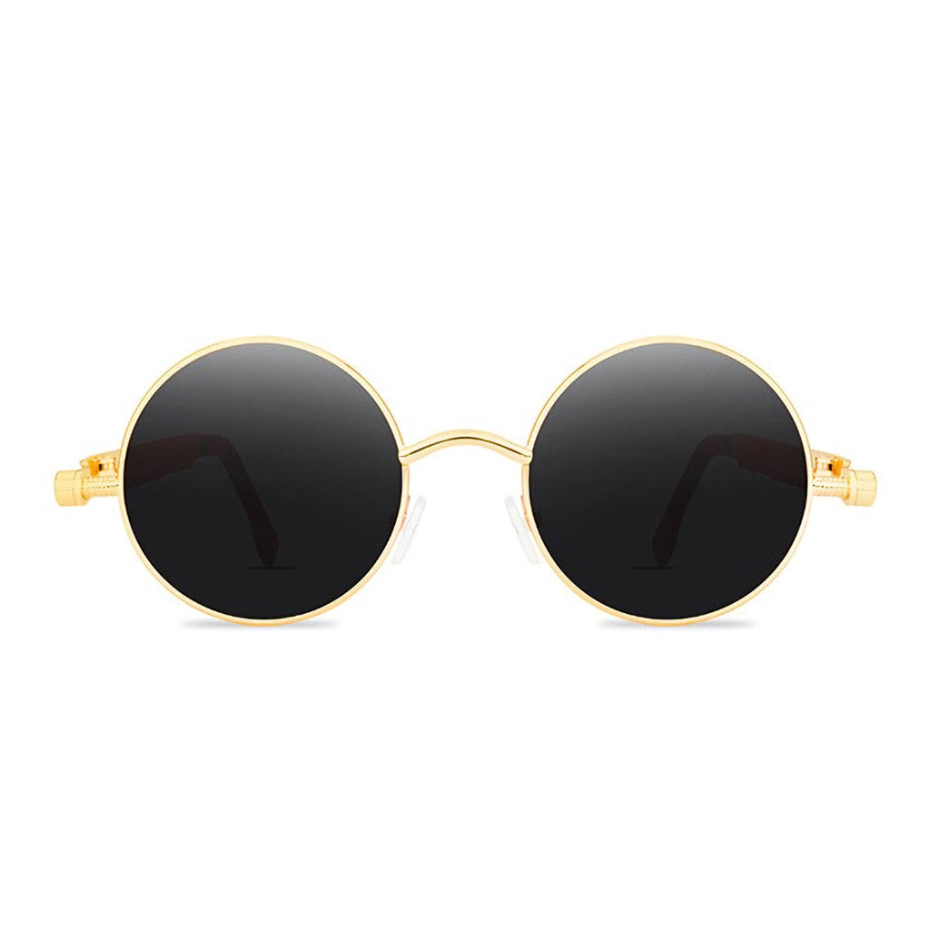 Runde gold-schwarze Steampunk-Sonnenbrille