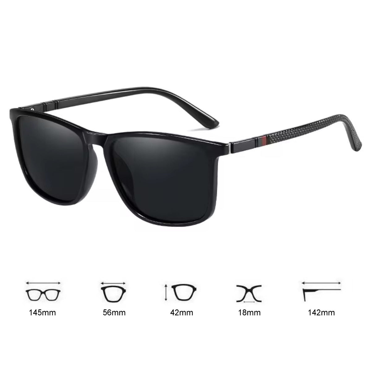 Schwarze Sonnenbrille mit dunklen Gläsern