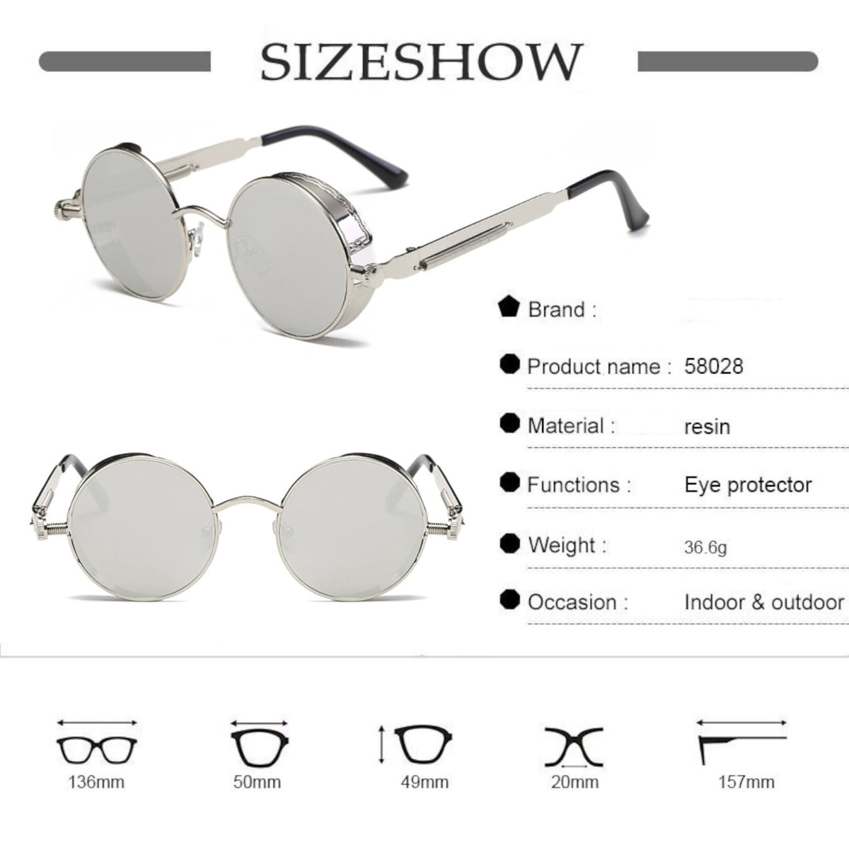 Runde gold-schwarze Steampunk-Sonnenbrille