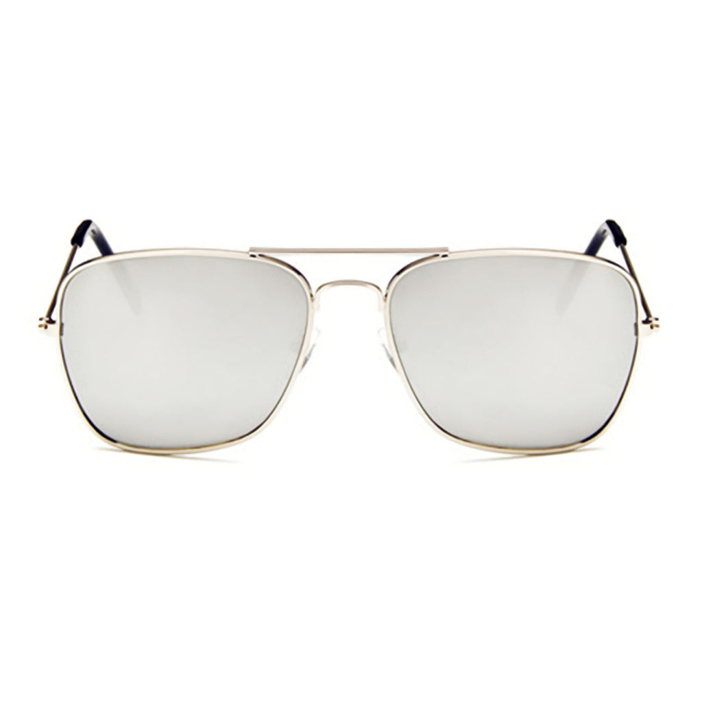 Silberne verspiegelte Piloten-Sonnenbrille
