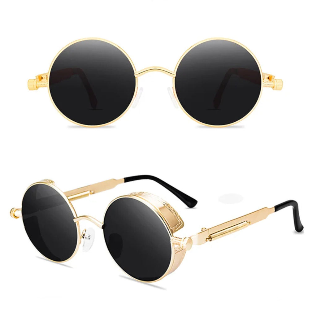 Runde schwarze Steampunk-Sonnenbrille