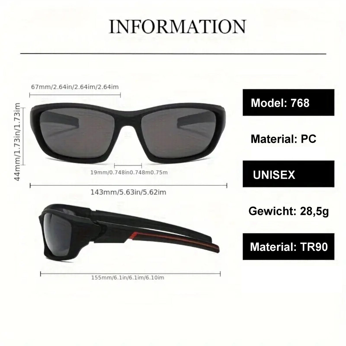 Leichte Nachtfahrbrille aus TR90