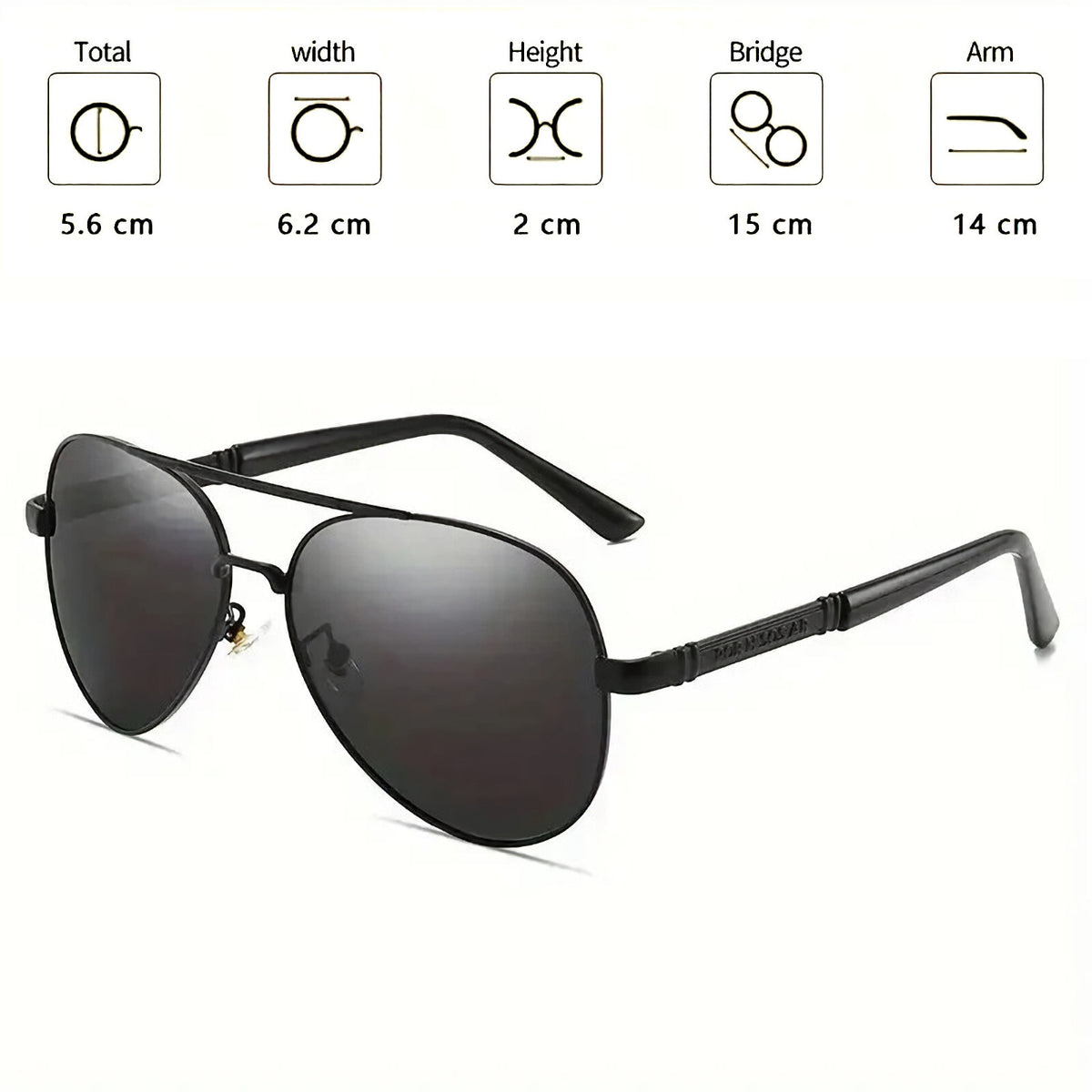 Schwarze Piloten-Sonnenbrille
