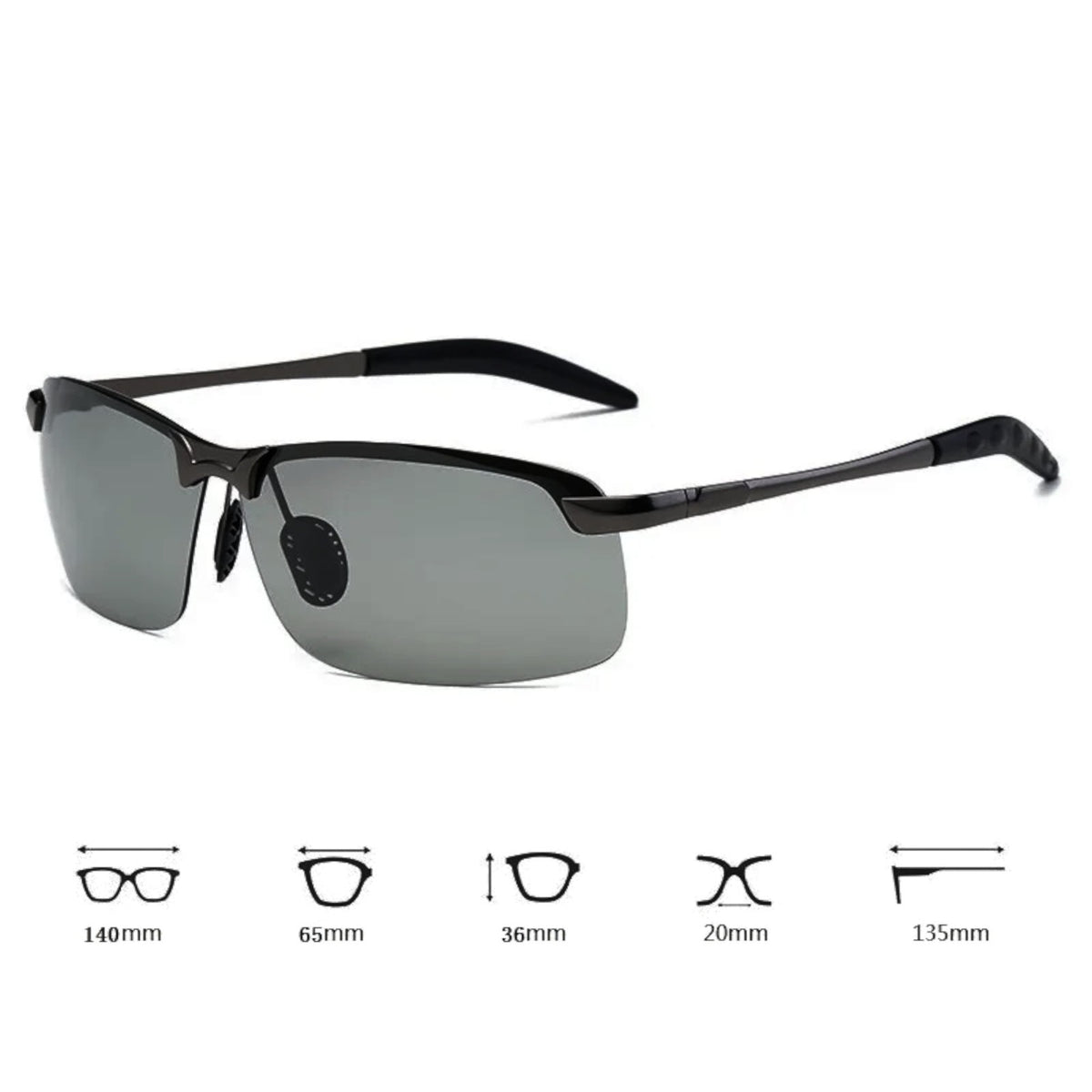 Schwarze photochrome Matrix-Sonnenbrille