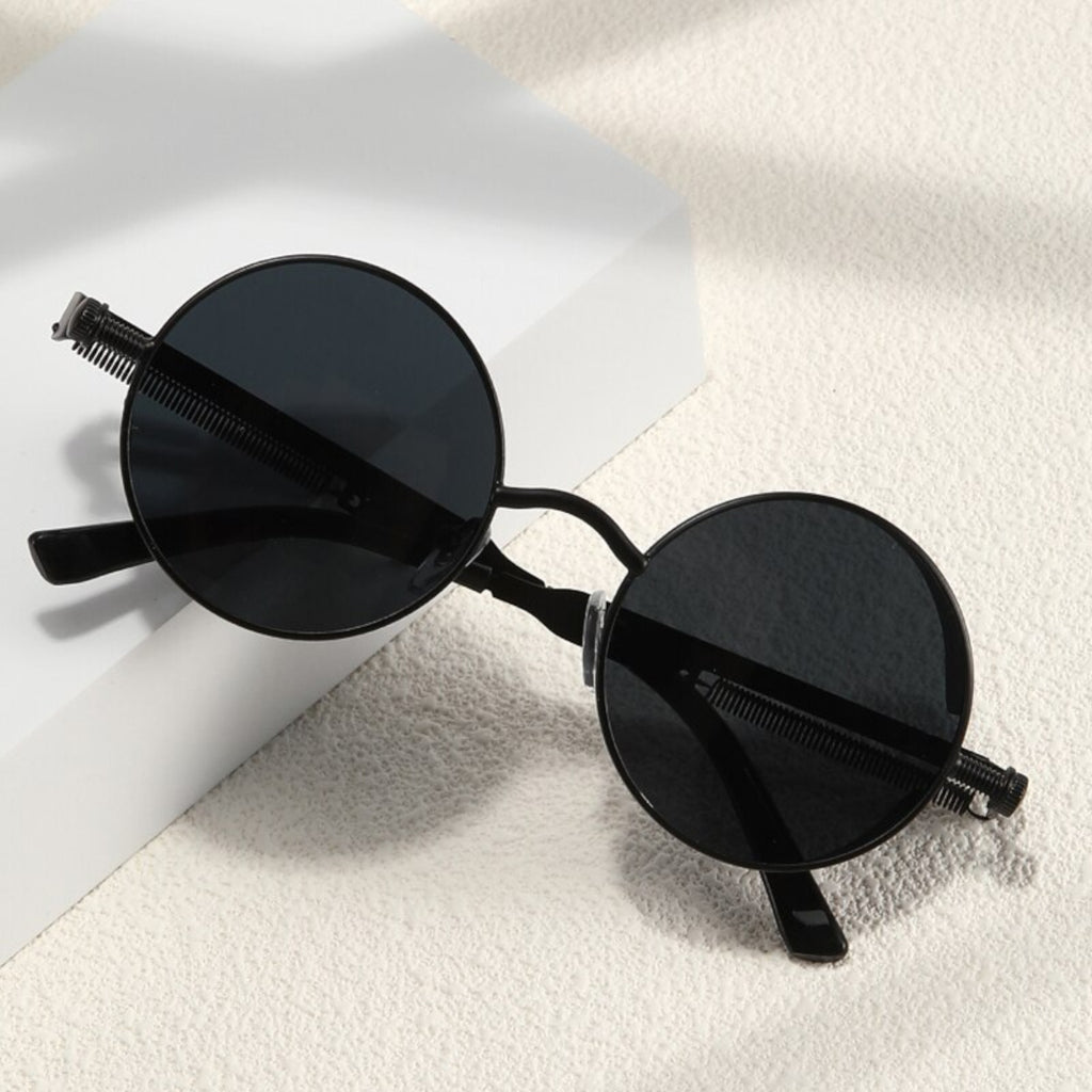 Runde schwarze Steampunk-Sonnenbrille