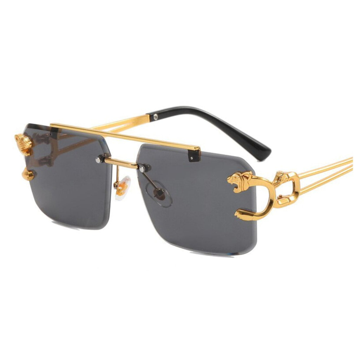 Schwarz-goldene Vintage Designer-Sonnenbrille