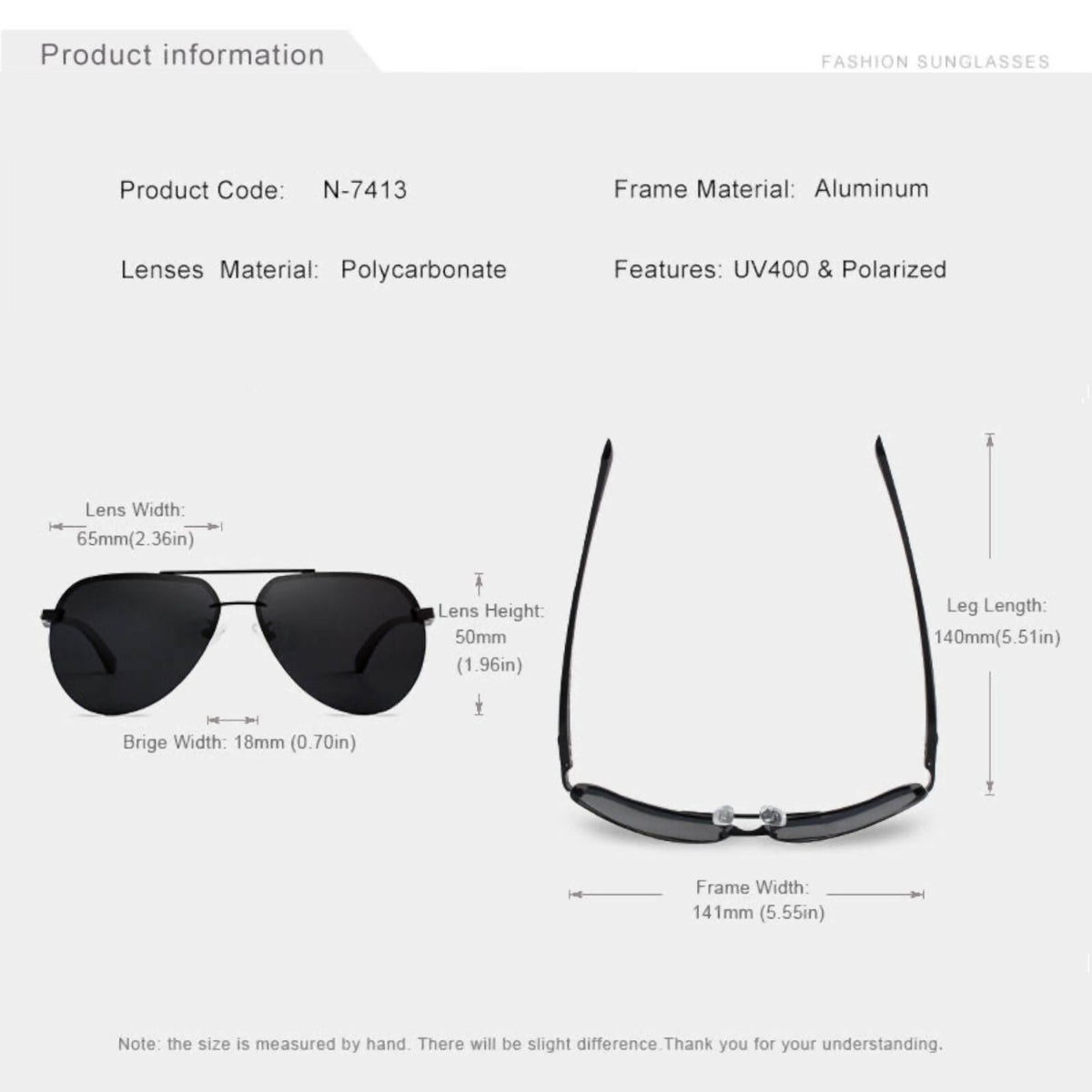 Kingseven N7413 polarisierte Piloten-Sonnenbrille