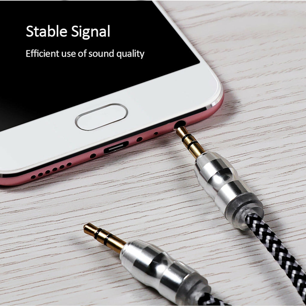Premium Stereo Kopfhörer Anschlusskabel Nylon 1m 3,5mm Klinke Stecker>Stecker T2