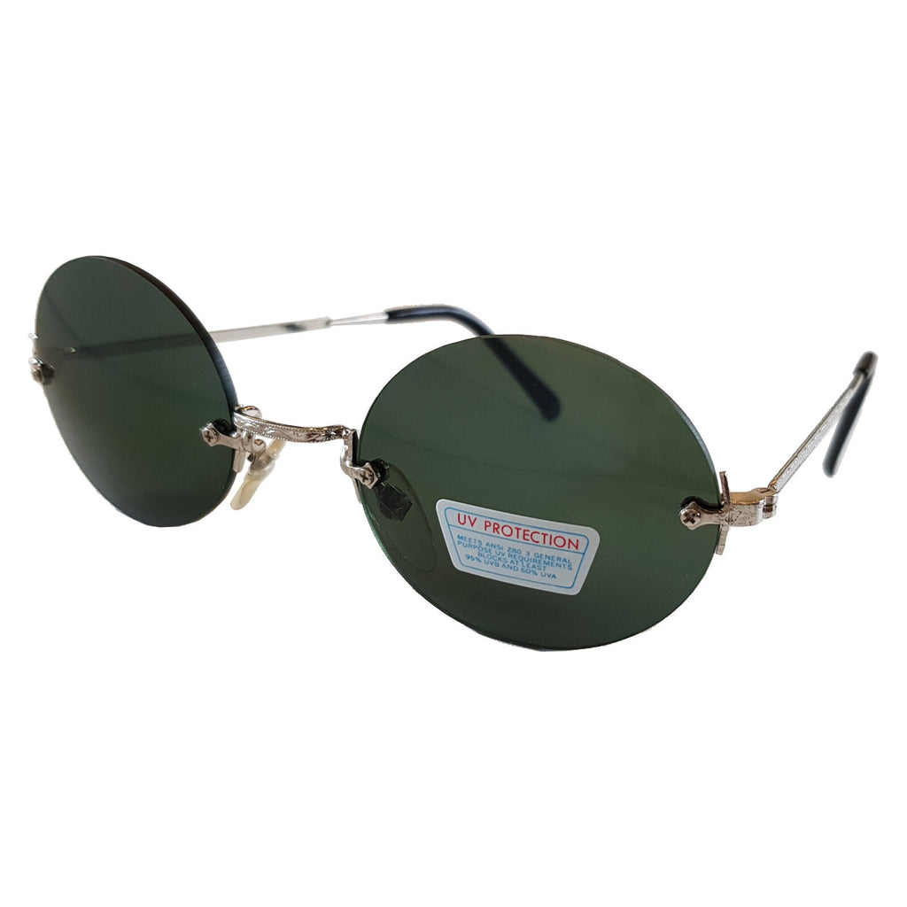 Runde silber-grüne Steampunk-Sonnenbrille verspiegelt