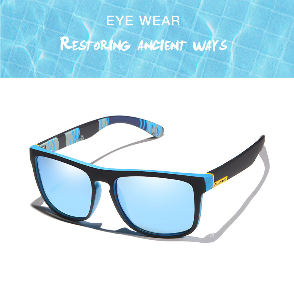 Schwarz-blaue polarisierte Sonnenbrille verspiegelt