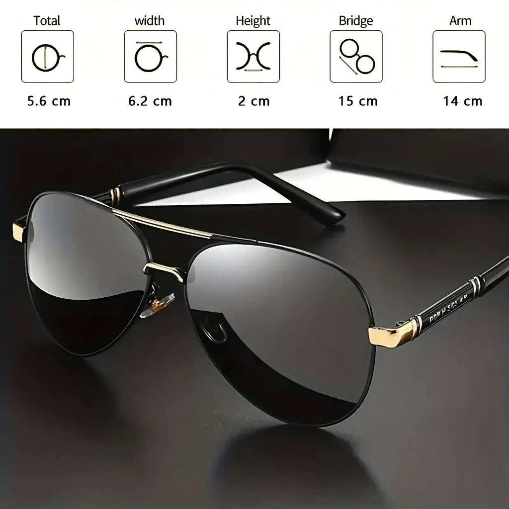 Schwarz-goldene Piloten-Sonnenbrille