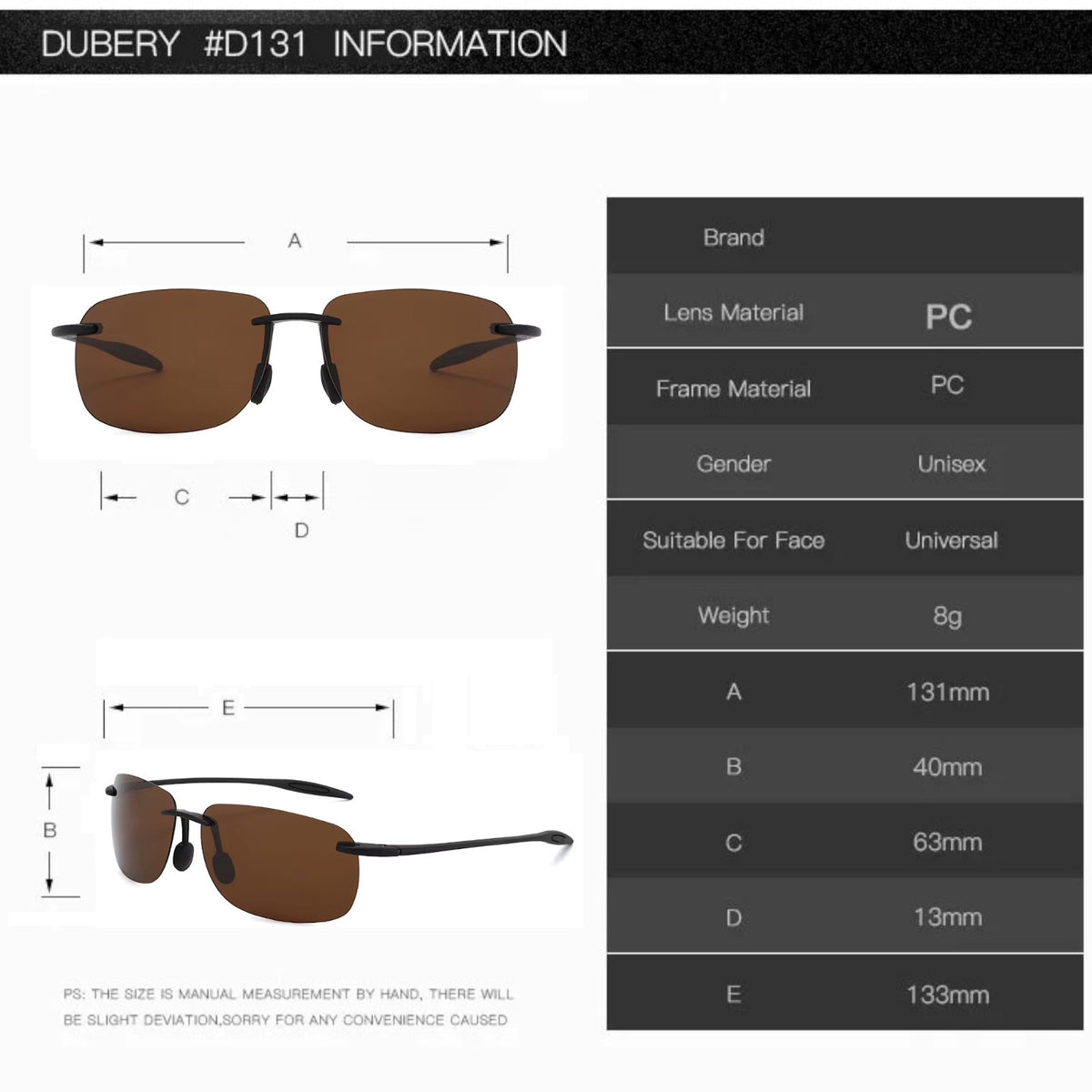 Rahmenlose Matrix-Sportbrille mit braunen Gläsern