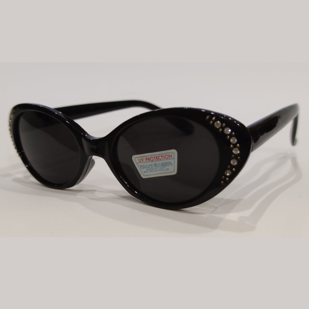 Schwarze Cat-Eye-Sonnenbrille mit Strass