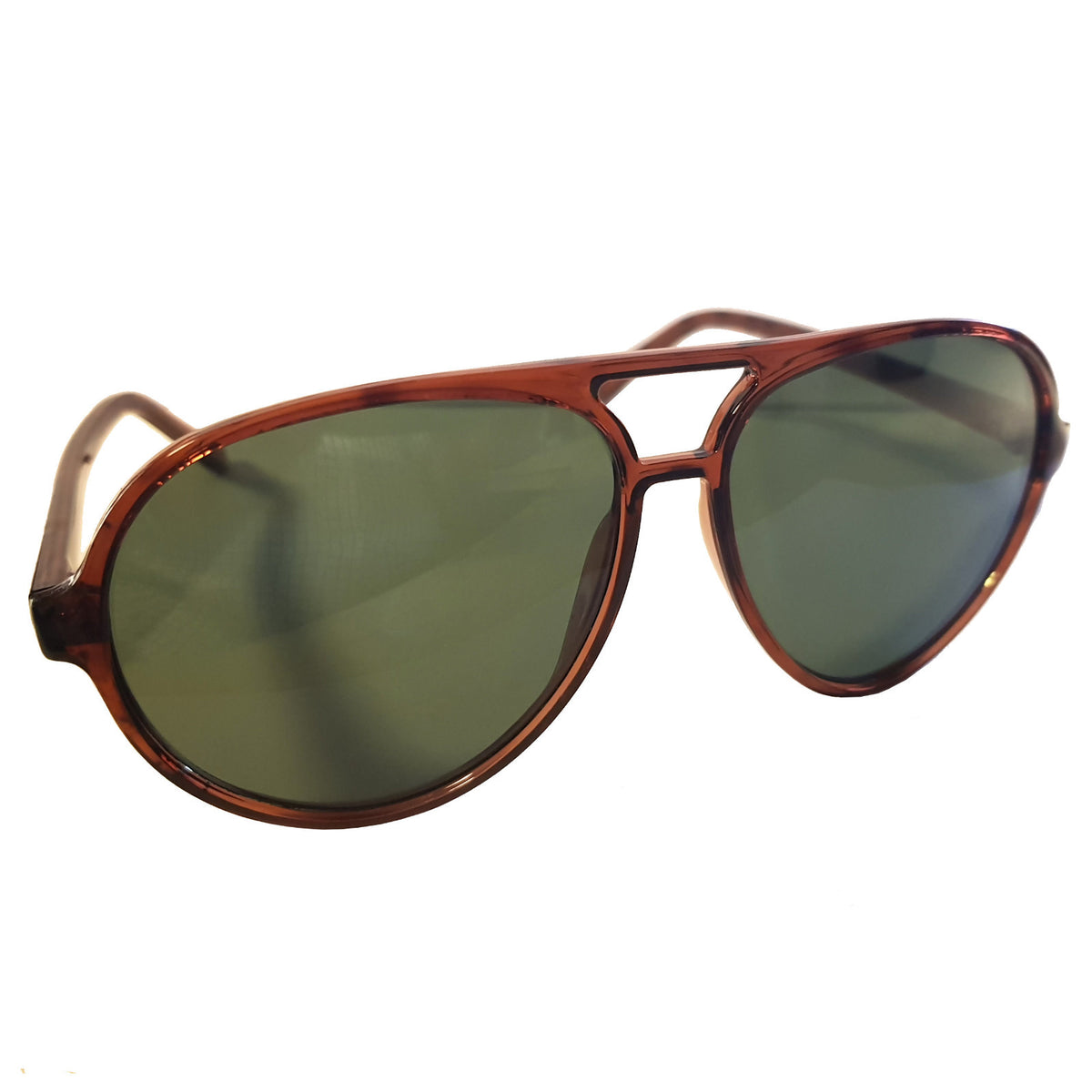 Braune Designer Damen-Sonnenbrille mit grünen Gläsern