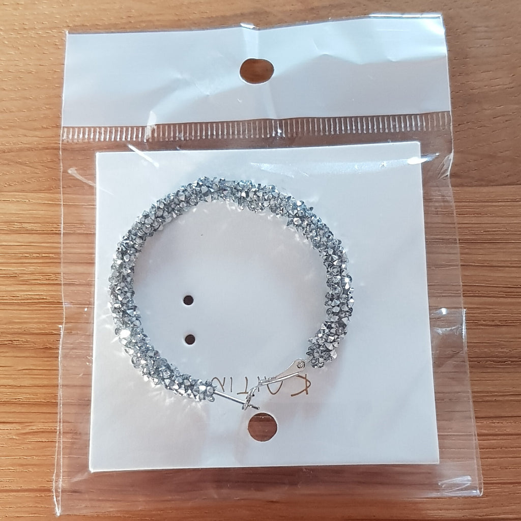 Silberne Strass-Creolen aus Edelstahl