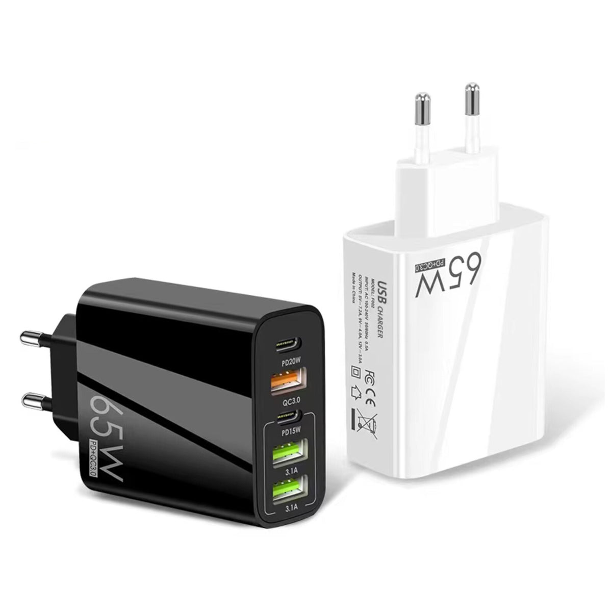 65-W-Schnellladegerät mit 5 USB-A- und USB-C-Ports