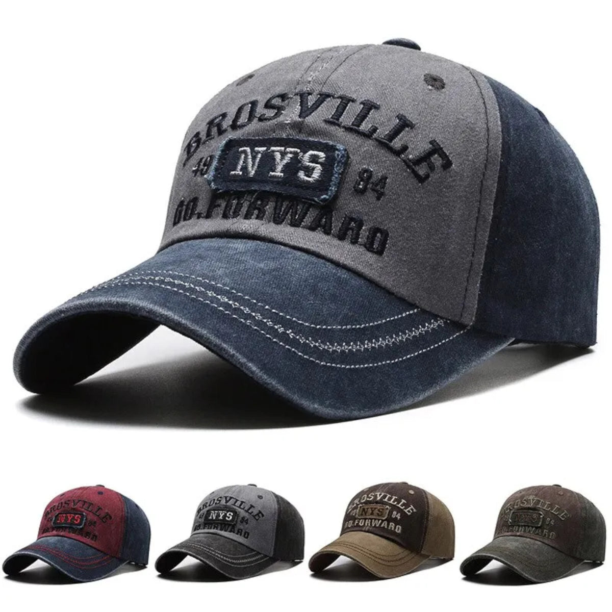 Brosville Vintage-Basecap aus Baumwolle mit Retro-Stickerei
