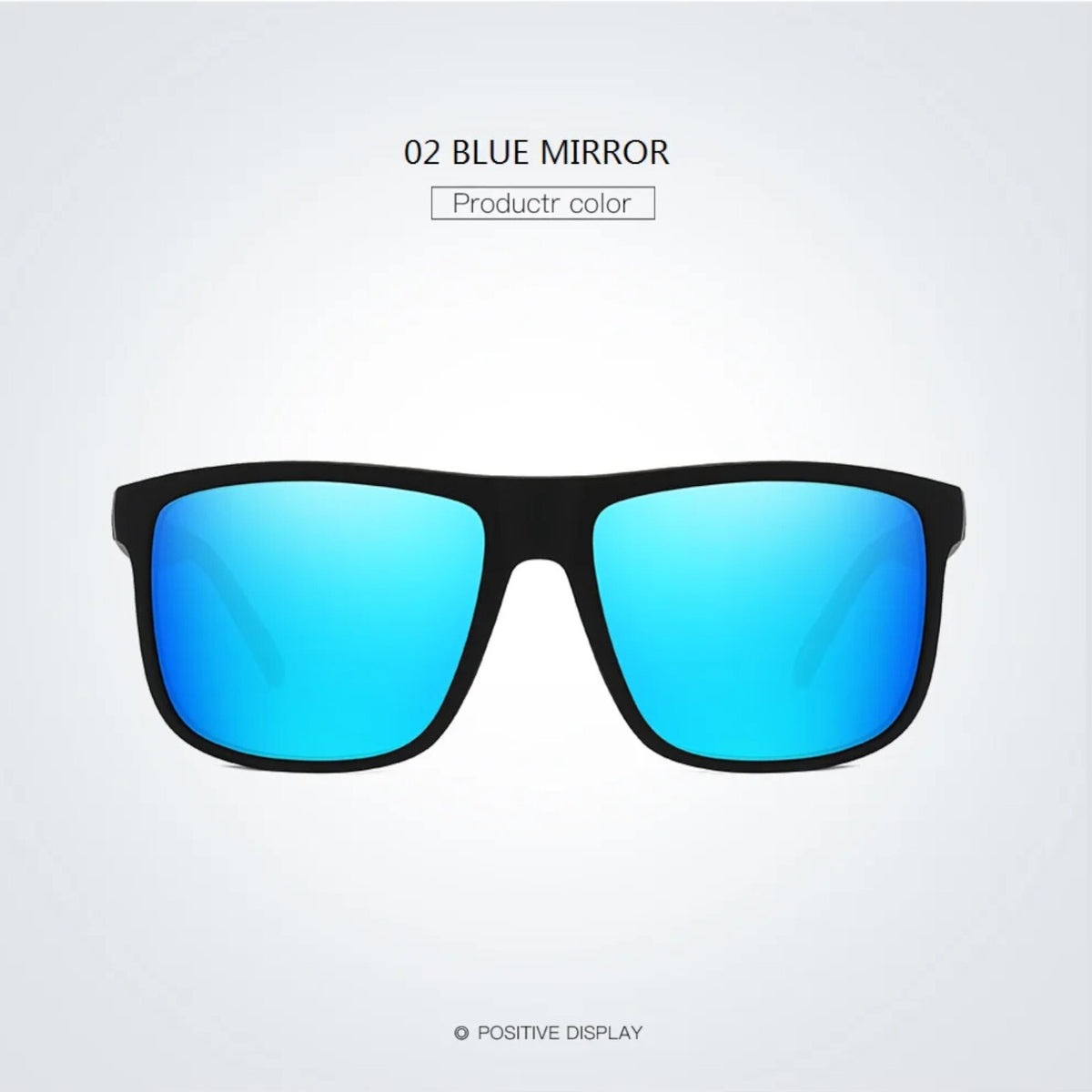Matt-schwarze Sonnenbrille mit blauen Spiegelgläsern
