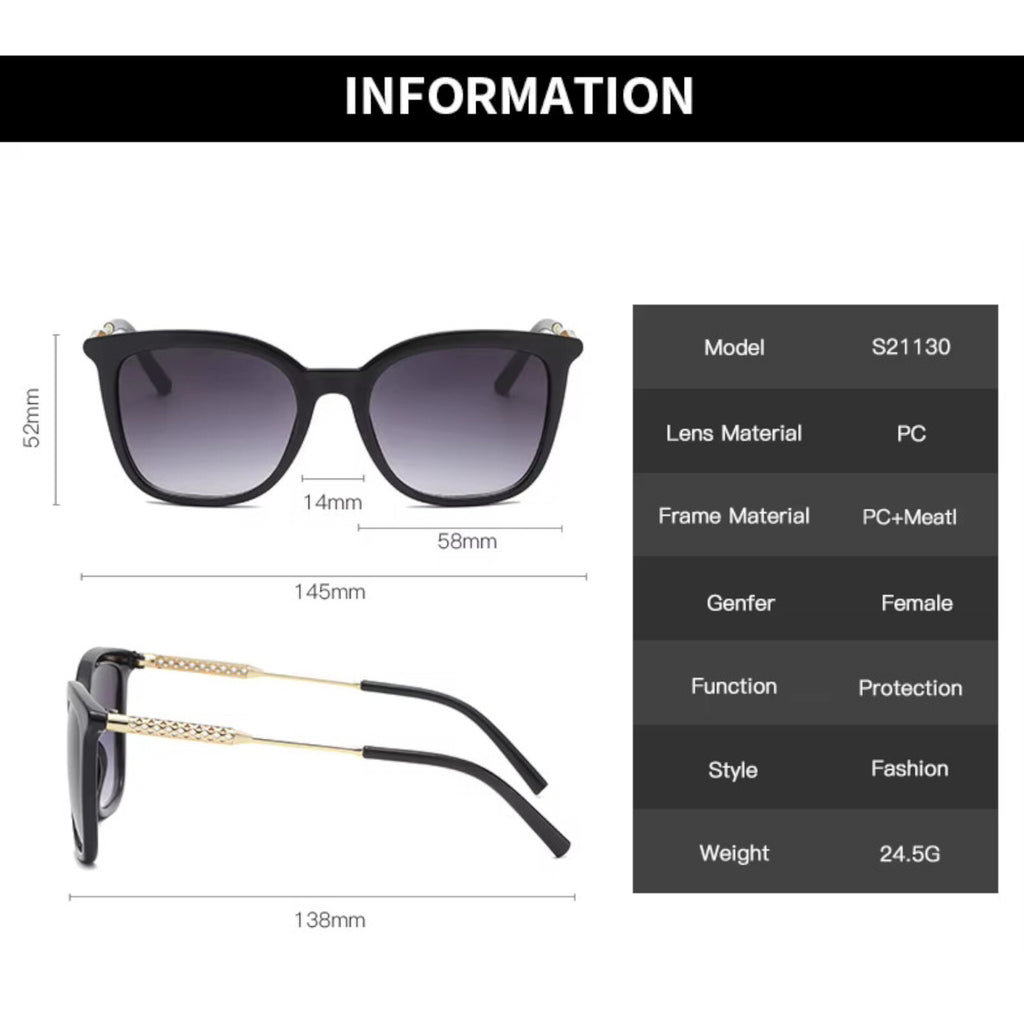 Oversized Cat-Eye-Sonnenbrille Schwarz-Gold