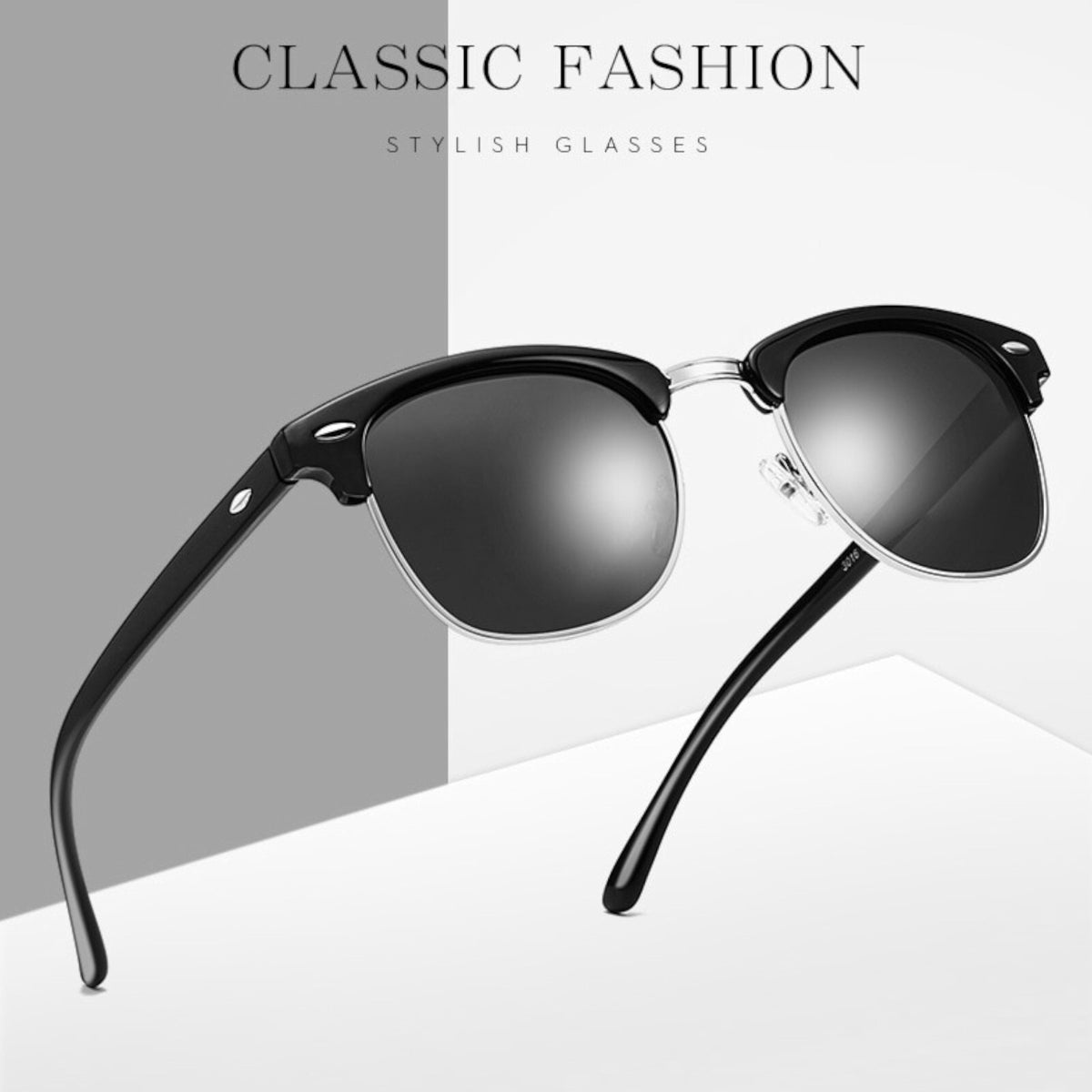 Schwarz-silberne Vintage-Retro-Sonnenbrille Unisex