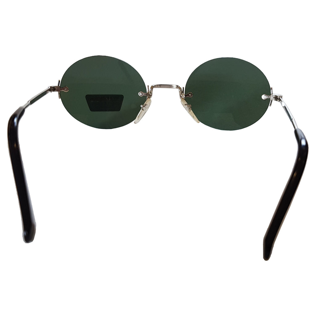 Runde silber-grüne Steampunk-Sonnenbrille verspiegelt