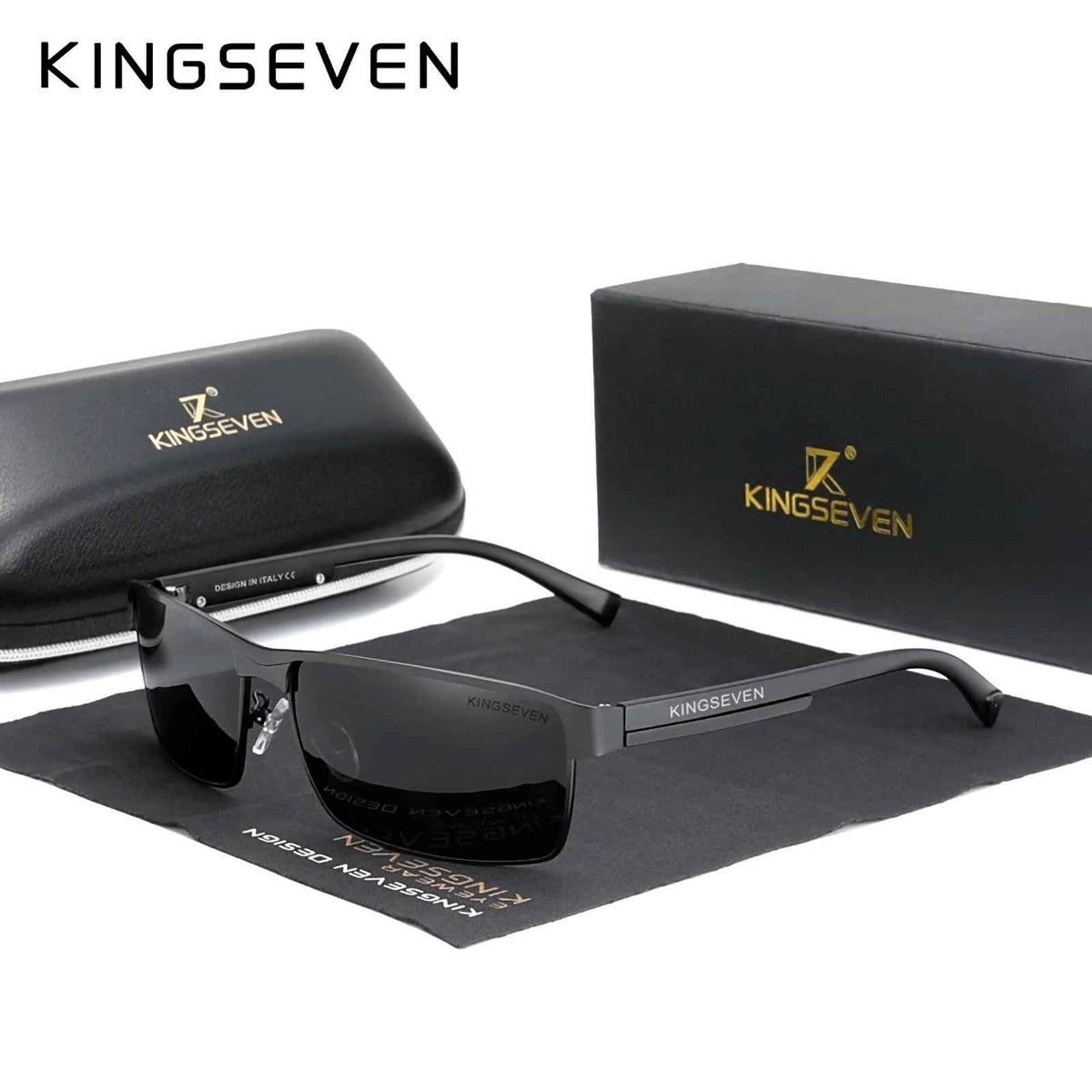 Sonnenbrille Kingseven 7756 Black Premium Männer Polarisiert UV400 HD
