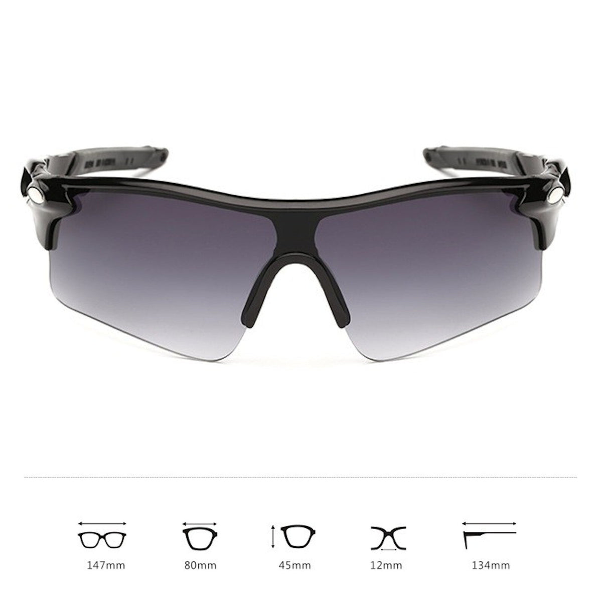 Schwarze polarisierte Sport-Sonnenbrille X1