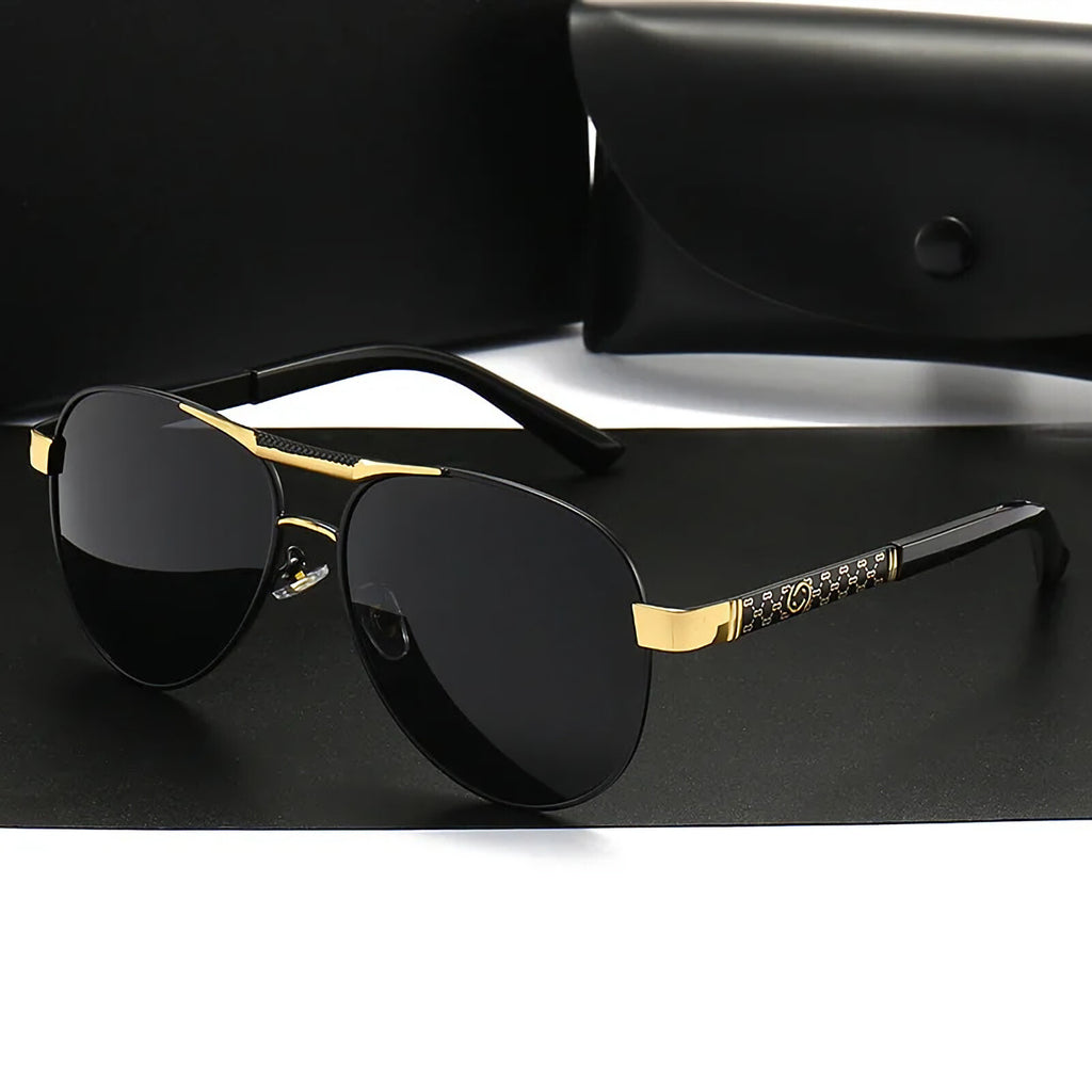 Schwarz-rot-goldene Piloten-Sonnenbrille