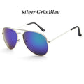 Silberne Piloten-Sonnenbrille mit grünblauen Spiegelgläsern