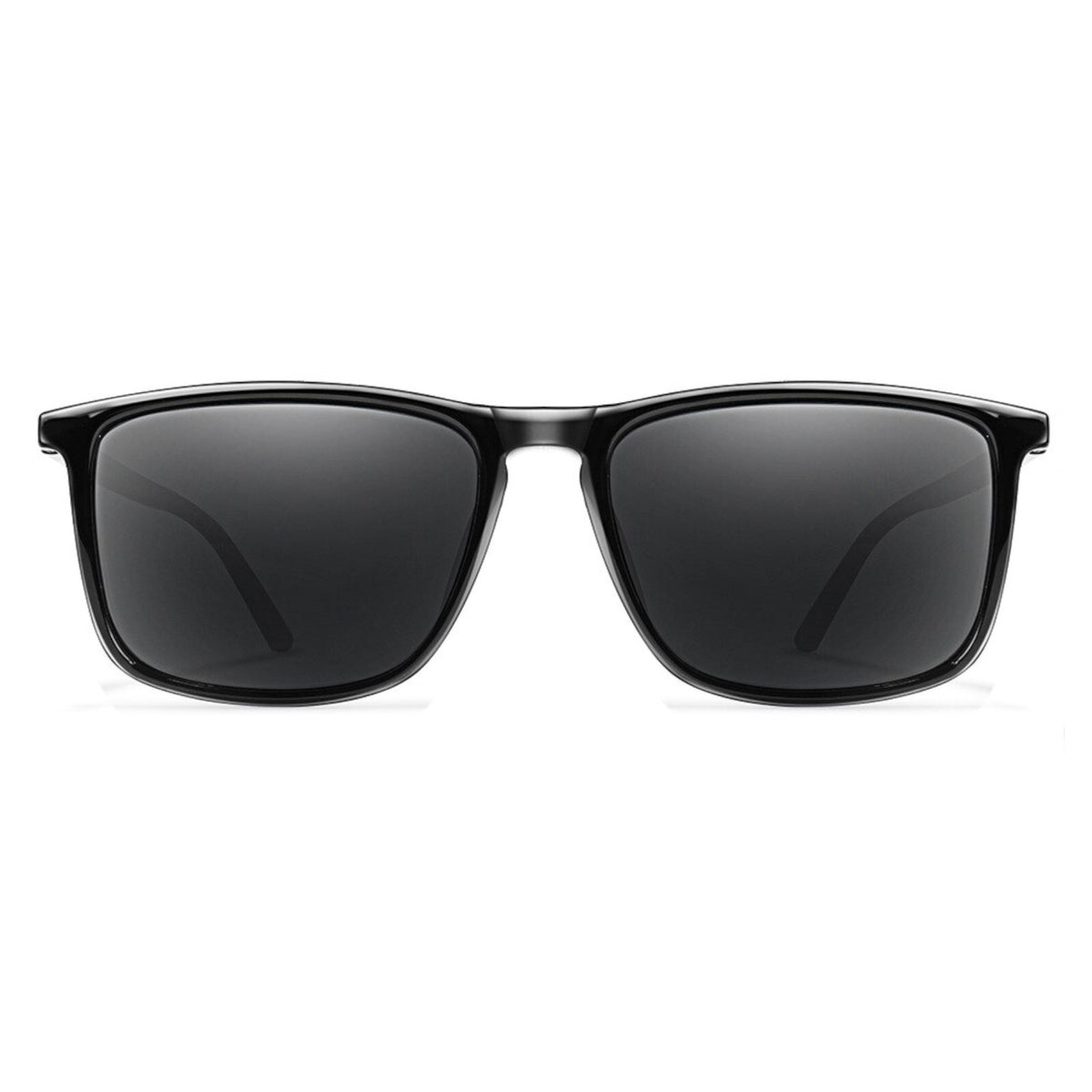 Schwarze Sonnenbrille mit dunklen Gläsern