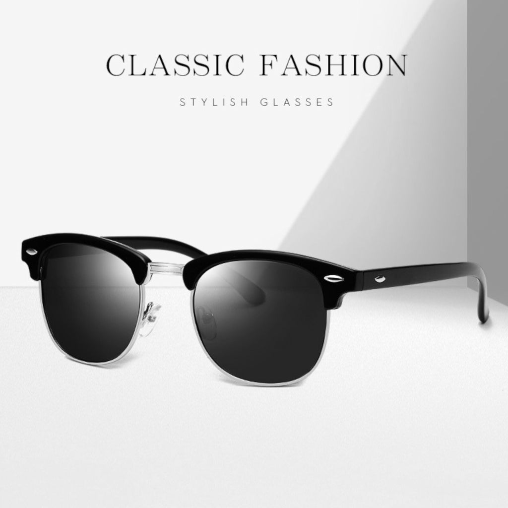 Schwarz-silberne Vintage-Retro-Sonnenbrille Unisex