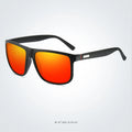 Matt-schwarze Sonnenbrille mit orange-roten Spiegelgläsern