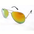 Silberne Piloten-Sonnenbrille mit roten Spiegelgläsern