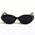 Schwarze Cat-Eye-Sonnenbrille mit Strass