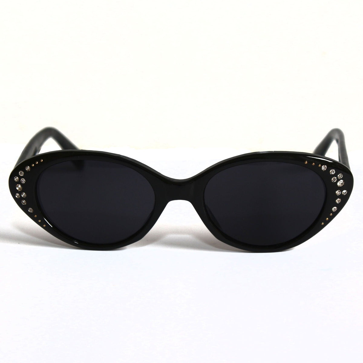 Schwarze Cat-Eye-Sonnenbrille mit Strass